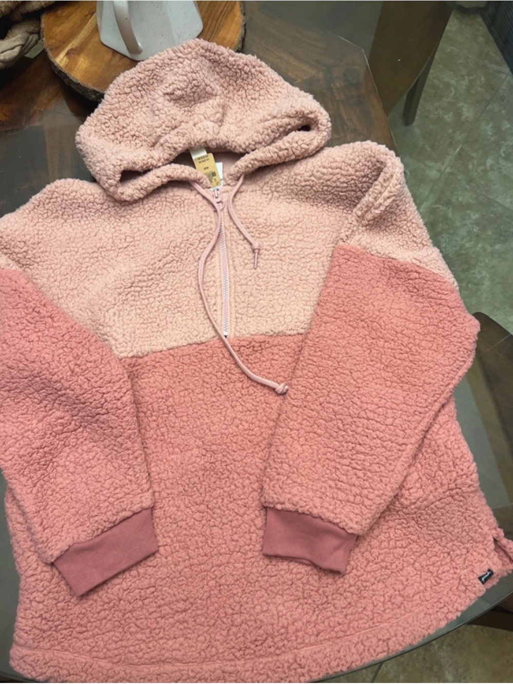 Victoria's Secret Two-Tone Pink Sherpa Hoodie
